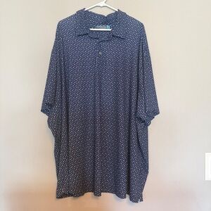 Roundtree & Yorke Performance Mens 3XB Polo Shirt Navy Hummingbird Print Stretch